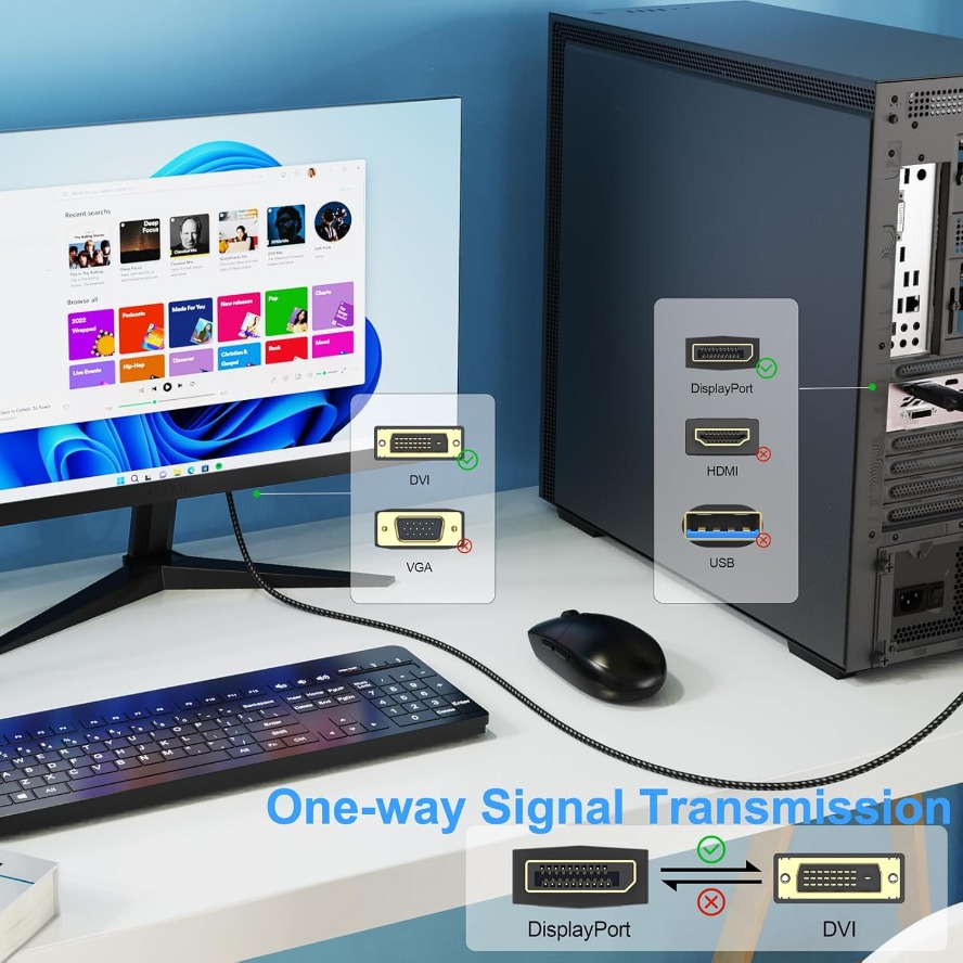 DisplayPort DP To DVI Cable Ad - Tablet Lap Desk recension och pris